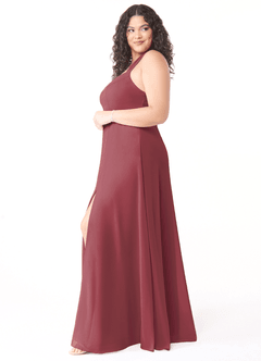 Azazie Jane Final Sale Matcha A-Line V-Neck Pleated Chiffon Dress image8