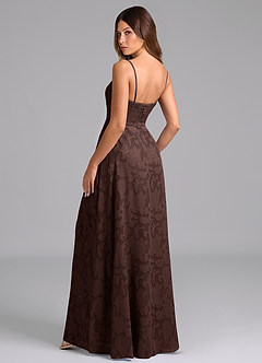 Azazie Wren Abiti da Damigella Abito A-Line in Burnout Floreale Senza Cinturino Ganache image4