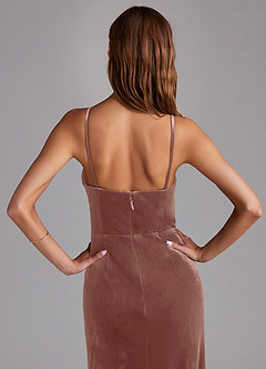 Azazie Maci Bridesmaid Dresses Rustic Rose Sheath Pleated Velvet Dress image6