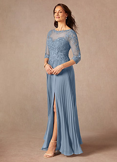 Azazie Corinne Mother of the Bride Dresses Dusty Blue A-Line Sequins Chiffon Dress image5