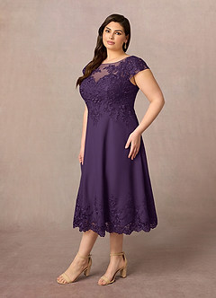 Azazie Terrano Mère de la mariée Robes Robe Trapèze en Dentelle Scoop Prune image7