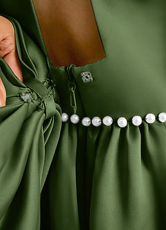 Azazie Daisies Flower Girl Dresses Olive Ball-Gown Bow Matte Satin Dress image8