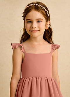Azazie Boba vestidos de niña de las flores Vestido de Mai Tai de Gasa de Corte En A con Escote Cuadrado image8