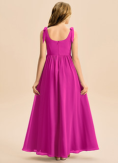 Azazie Delia Junior Abito A-Line in Chiffon Fiocco Fucsia image6