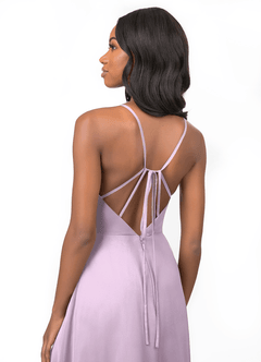 Azazie Everleigh Abiti da Damigella Abito A-Line in Chiffon con Scollo a Cuore a Pieghe Lilla Glassato image4