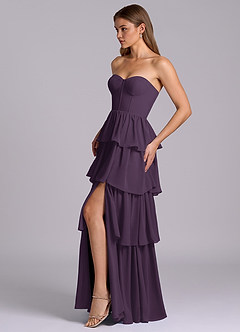 Azazie Faye Bridesmaid Dresses Plum A-Line Sweetheart Neckline Chiffon Dress image3