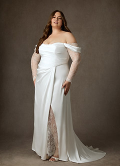 Azazie Alexa Hochzeitskleider A-Linie Herzausschnitt Spitze Kleid Diamantweiß image15