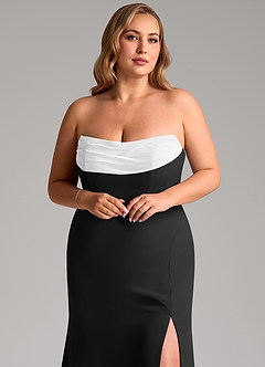 Azazie Saige Bridesmaid Dresses Ivory Black A-Line Off the Shoulder Chiffon Convertible Dress image11