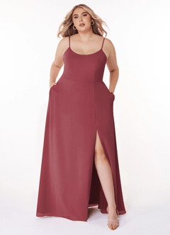 Azazie Moira Bridesmaid Dresses Merlot A-Line Scoop Chiffon Dress image8