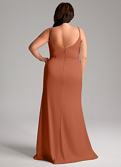 Azazie Deandra Bridesmaid Dresses Cedar Rose Mermaid Pleated Stretch Satin Dress image8