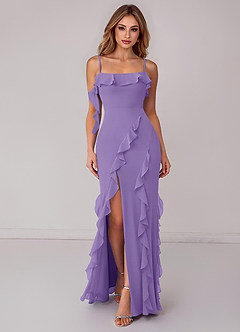 Azazie Malia Robes de demoiselle d'honneur Robe Fourreau en Mousseline de soie Rayé Tahiti image1