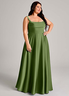 Azazie Shaude Bridesmaid Dresses Juniper A-Line Pleated Stretch Satin Dress image10