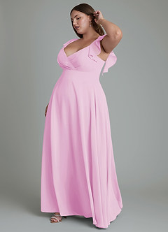 Azazie Leilani Bridesmaid Dresses Candy Pink A-Line Pleated Chiffon Dress image10