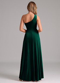 Azazie Brooke Jurken voor bruidsmeisjes Jurk van flueel met A-Lijn One-Shoulder Smaragd image2