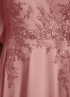 Azazie Tilda Mère de la mariée Robes Robe Trapèze en Mousseline de soie Dentelle Rose Poussiéreuse image6