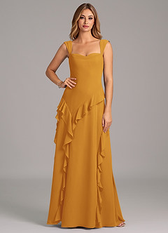 Azazie Sloane Bridesmaid Dresses Butterscotch A-Line Sweetheart Neckline Chiffon Dress image5