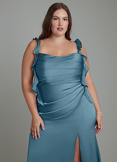 Azazie Jessamine Bridesmaid Dresses Bermuda Sheath Corset Stretch Satin Dress image10