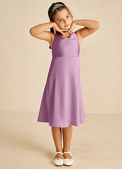Azazie Zuzu Flower Girl Dresses Wisteria A-Line Spaghetti Strap Stretch Satin Dress image1
