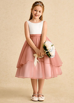 Azazie Rene Flower Girl Dresses Ivory Mai Tai A-Line Bow Tulle Dress image6
