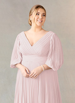 Azazie Zahara 신부의 어머니 드레스 A라인 쉬폰 바닥 길이 드레스 image11