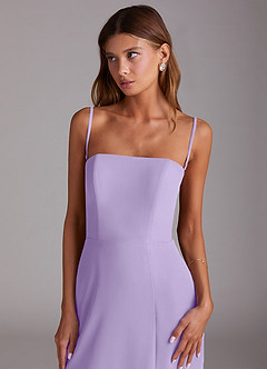 Azazie Wren Bridesmaid Dresses Lilac A-Line Side Slit Chiffon Convertible Dress image3