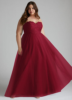 Azazie Roni Bridesmaid Dresses Burgundy A-Line Sweetheart Neckline Tulle Convertible Dress image7