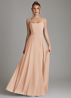 Azazie Elita Brautjungfernkleider A-Linie Plissee Chiffon Kleid Englisches Rosa image4