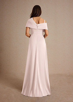Azazie Milton Mother of the Bride Dresses Blushing Pink A-Line Pleated Stretch Satin Dress image4