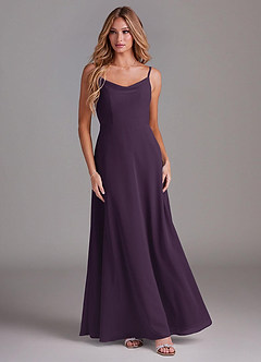 Azazie Daenerys Brautjungfernkleider A-Linie Kutte Chiffon Kleid Pflaume image3
