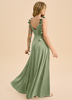 Azazie Gumdrop Junior Pistachio Empire Pleated Stretch Satin Dress image1