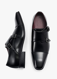front Mocasines de cuero con doble hebilla para hombre