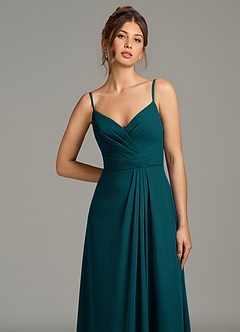 Azazie Sherah Abiti da Damigella Abito A-Line in Chiffon Plissettato Pino image6