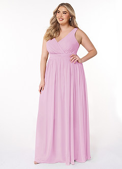 Azazie Kora Bridesmaid Dresses Candy Pink A-Line Pleated Chiffon Dress image9