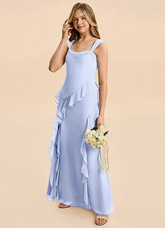 Azazie Sloane Junior A-Linie Herzausschnitt Chiffon Kleid Eis image4