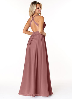 Azazie Ashia Final Sale Desert Rose A-Line Pleated Chiffon Dress image2