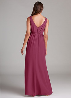 Azazie Tanicia Brautjungfernkleider A-Linie Plissee Chiffon Kleid Maulbeerrot image7