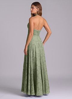 Azazie Tessie Bridesmaid Dresses Pistachio A-Line Pleated Floral Burnout Dress image6