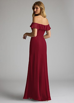 Azazie Sophie Jurken voor bruidsmeisjes Converteerbaar Jurk van Chiffon met A-Lijn Off the Shoulder Bourgondië image5