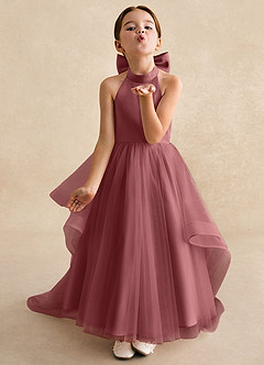 Azazie Bev Flower Girl Dresses Amethyst A-Line Convertible Tulle Dress image4