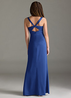 Azazie Mero Junior Royal Blue Mermaid Pleated Stretch Satin Dress image5