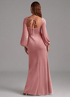 Azazie Charissa Bridesmaid Dresses Dusty Rose Sheath Long Sleeve Velvet Dress image5
