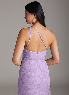 Azazie Mika Bridesmaid Dresses Lilac Sheath One Shoulder Floral Burnout Dress image6