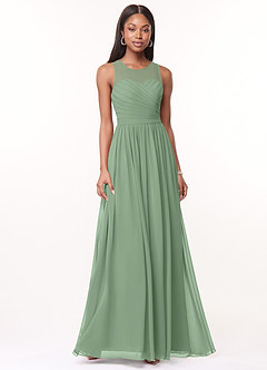 Azazie Nina Bridesmaid Dresses Matcha A-Line Pleated Chiffon Dress image1