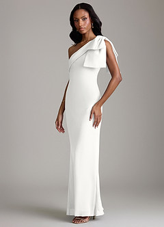 Azazie Yuanna Bridesmaid Dresses White Mermaid One Shoulder Chiffon Dress image5