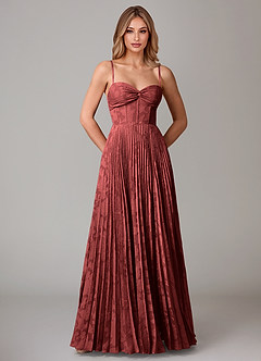 Azazie Akiko Bridesmaid Dresses Terracotta A-Line Sweetheart Neckline Floral Burnout Dress image5