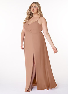 Azazie Everleigh Bridesmaid Dresses Champagne Rose A-Line Sweetheart Pleated Chiffon Dress image11