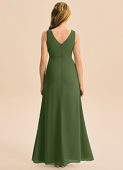 Azazie Floris Junior Robe Trapèze en Mousseline de soie Plissée Olive image3