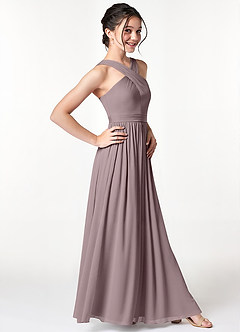 Azazie Jiya Junior Dusk A-Line Pleated Mesh Dress image3