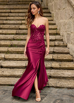 Emblace Borgoña Vestido de fiesta de sirena image4