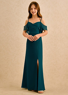 Azazie Pippy Girls Formal Sukienki dla dziewczynek sypiących kwiaty Linia A Dekolt w kształcie serca Szyfon Długość podłogi Sukienka image4
